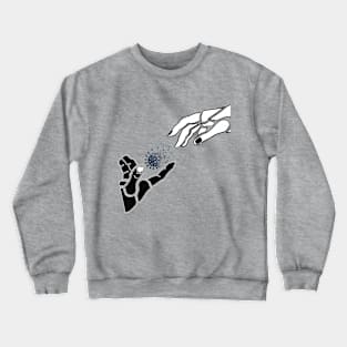 two hands reaching towards each other Crewneck Sweatshirt